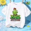 Sommer Rundhals T-Shirt für Jungen Mädchen Lässig Tägliche Kleidung Plants Vs Zombies Niedlich Kawaii Cartoon Mode Street Style 312Y