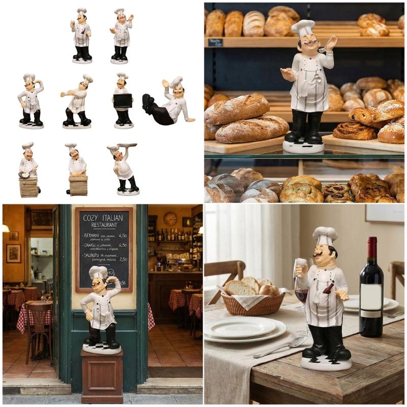 Artistic Miniature Chefs Statue Resin Cooking Craft Figurine Collectible Ornament For Kitchen and Dining Room Display