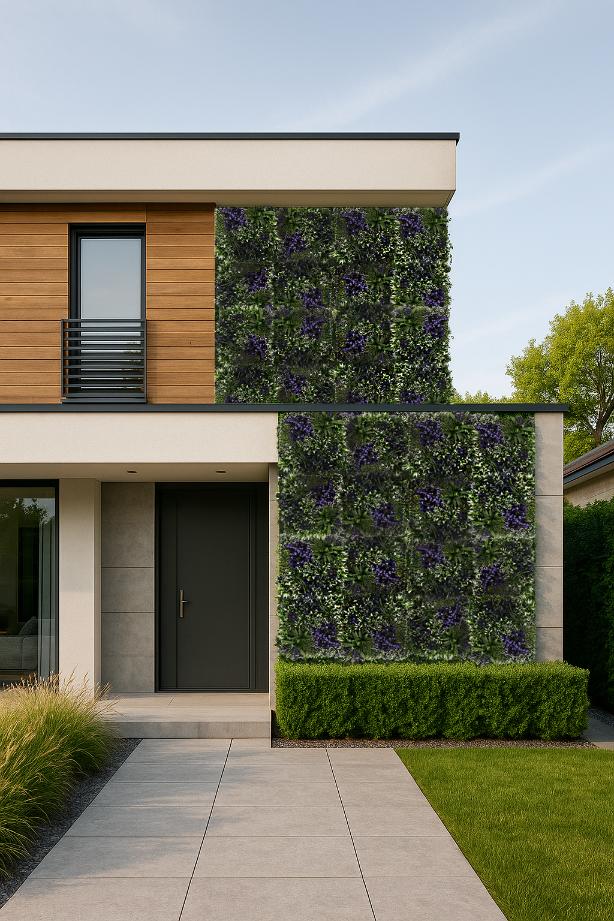 Green Wall - Plant Panel - Violet Flowers - Uv 50 X 50