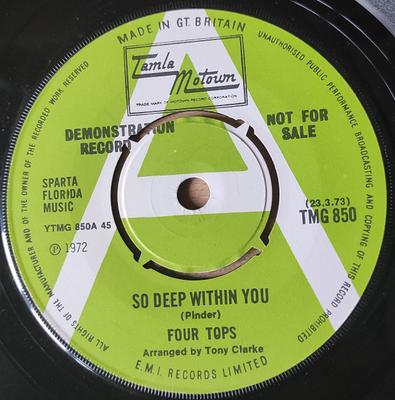 7inch Record FOUR TOPS  So Deep Within You TMG850PROMO Tamla Motown 1973 UK SoulFunk Used