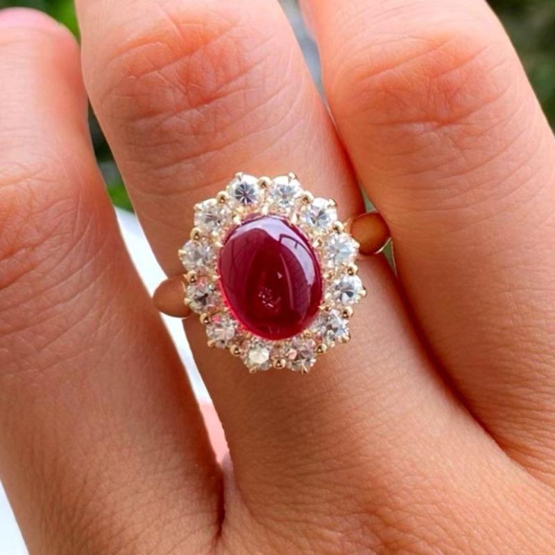 New imitation natural garnet ring with fashionable ruby jewelry for women 6 красный