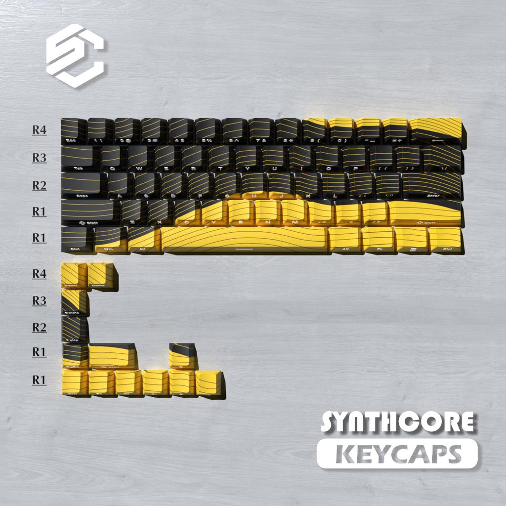 Contour Black Gold Side-engraved Translucent Keycaps for 74-key PBT Cherry Adapted To MX Switch 60 61 68 Mechanical Keyboards.