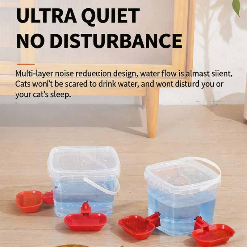 Automatic Pet Water Drinker With Double Bowls For Puss And DogsSafe PP Automatic Pet Waterer Organiser Box