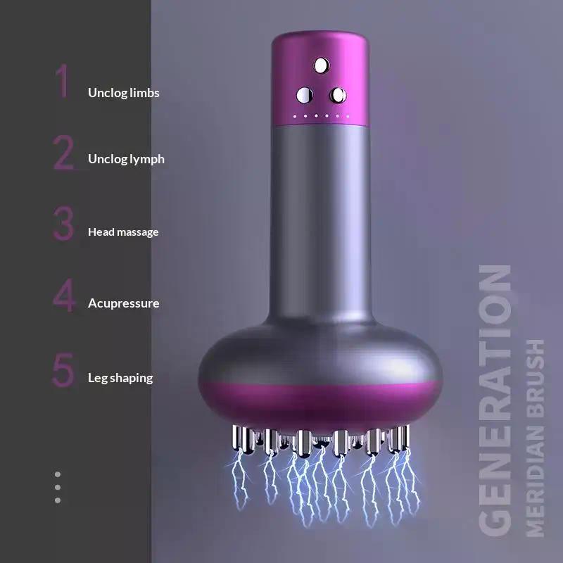 Handheld Electric Lymphatic Drainage Machine Meridian Body Abdominal Massage Brush With Adjustable Guasha Hot Compress