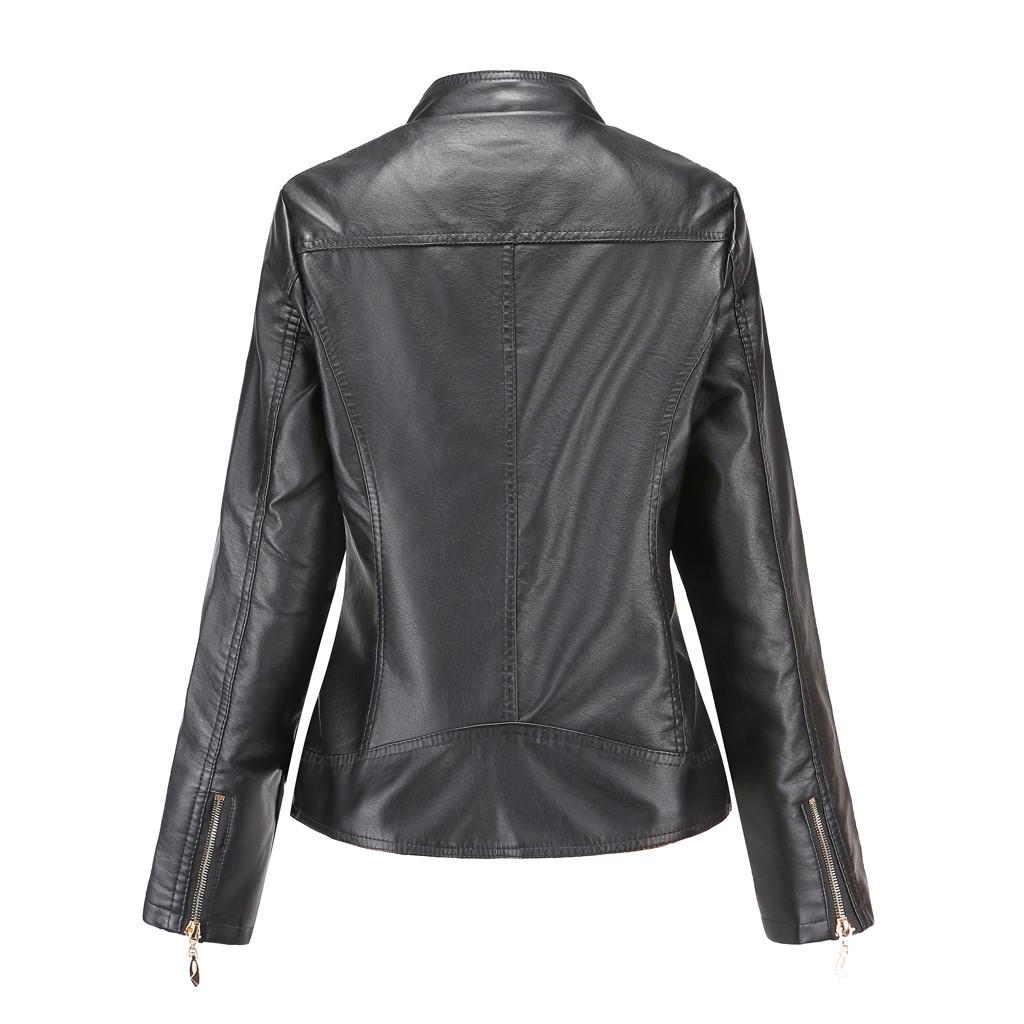 Winter Warm Women Short Coat Leather Jacket Zipper Tops Overcoat Outwear