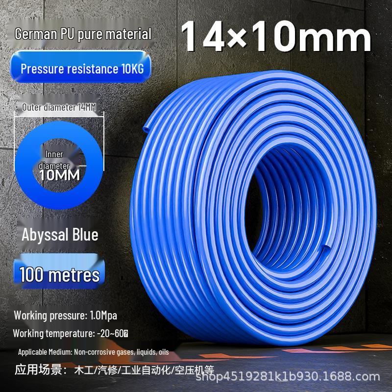 Zhuo Ji 8mm High-Pressure Transparent PU Air Hose for Air Compressors (Sizes: 4/6/10/12/14/16)