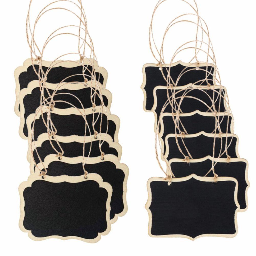 20Pcs Wooden Mini Double-Sided Blackboards Hanging DIY Message Board with Rope Pendant Natrual Memo Board Garden