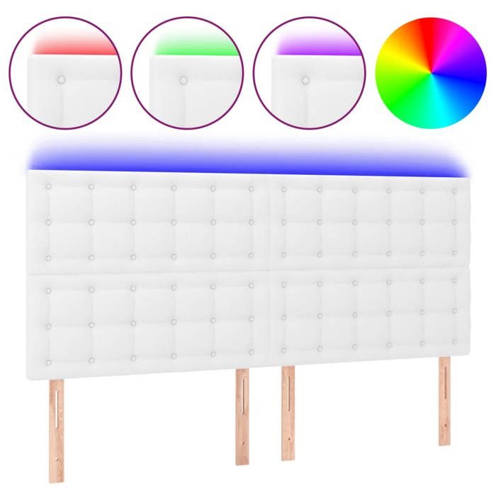 VidaXL Tête de Lit à LED Meuble de Chambre à Coucher Accessoire de Lit Double Tête de Cadre de Lit Intérieur Blanc 3122533