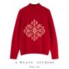 Women's Zodiac Year Red 100% Pure Wool Jacquard Sweater - Cozy, Soft, and Loose Fit