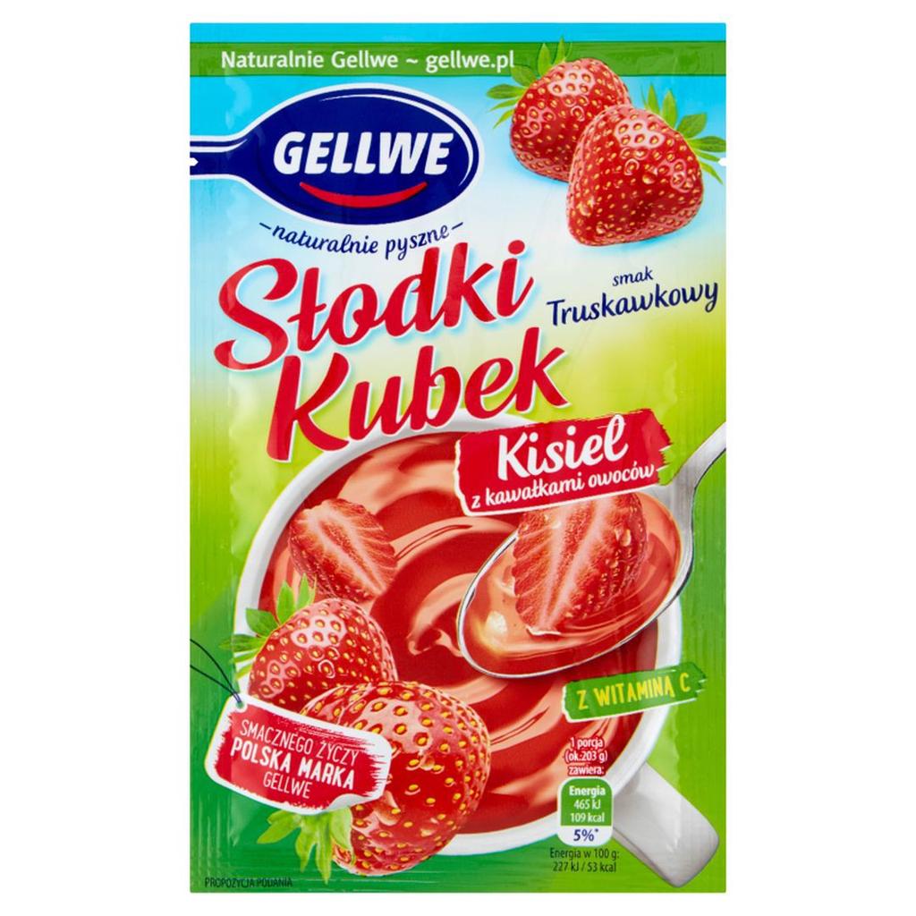 Gellwe Süßer Becher Jelly mit Fruchtstücken, Erdbeergeschmack, 28 g