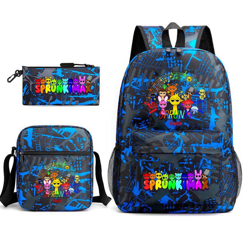 Anime Cartoon Backpack Sprunki Large Capacity Primary School Student Schoolbag Satchel Pencil Case