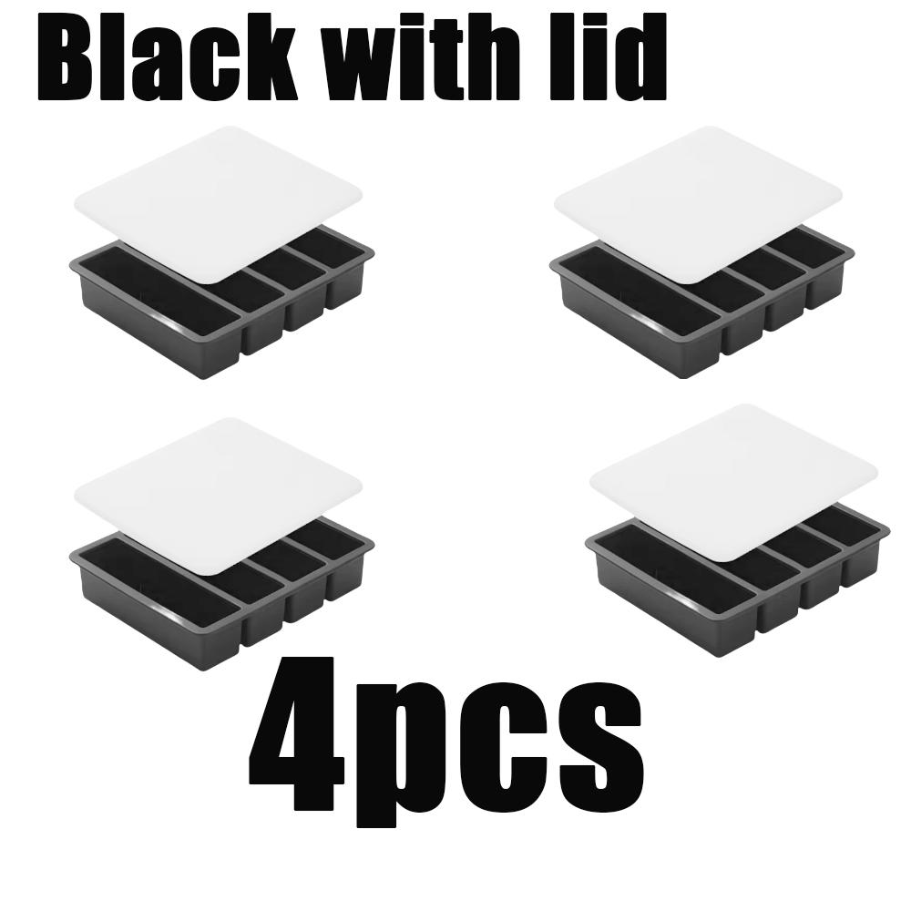 1pcs Strip-shap Ice Cube Trays Silicone 4 Grid Polychrome Durable Beer Drink Coffee Supplies Kitchen Easy-Release Ice Cube Molds