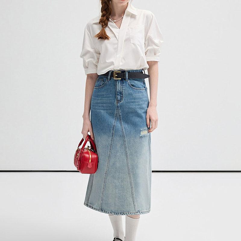 V-neck Short Sleeved Polo Neck White Shirt Women's Commuting Elegant Solid Colour Loose Blouses Thin Top Spring and Summer