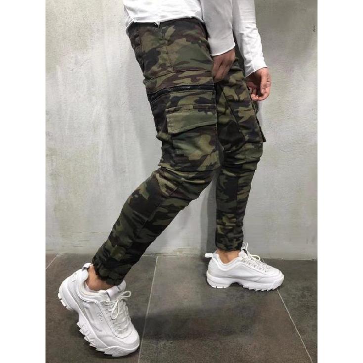 Herren-Jeans mit mehreren Taschen und kleinem Bein, europäische und amerikanische Camouflage-Arbeitsjeans, neuer Stil