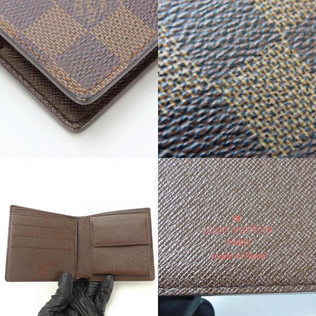 Used LOUIS VUITTON Bifold Wallet Porte BilletsCartes CrÃ©dit Monet N61665 Damier Ebene Brown Accessory