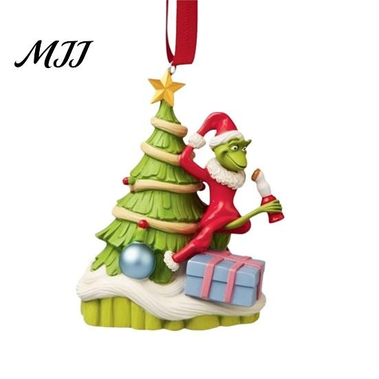 Colorful Elf Pendant for DIY Crafts Green Christmas Ornament, Flat Acrylic Tree Hanging Decorative Charms Holiday Gifts Car Mirror Backpack,