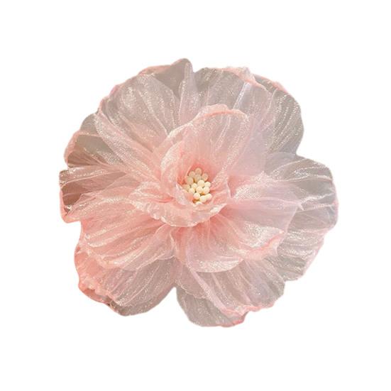 Hairpin Glitter Mesh Yarn Multi-Layered Flowers Decor Hair Clip Fairy Princess Style Hair розовый