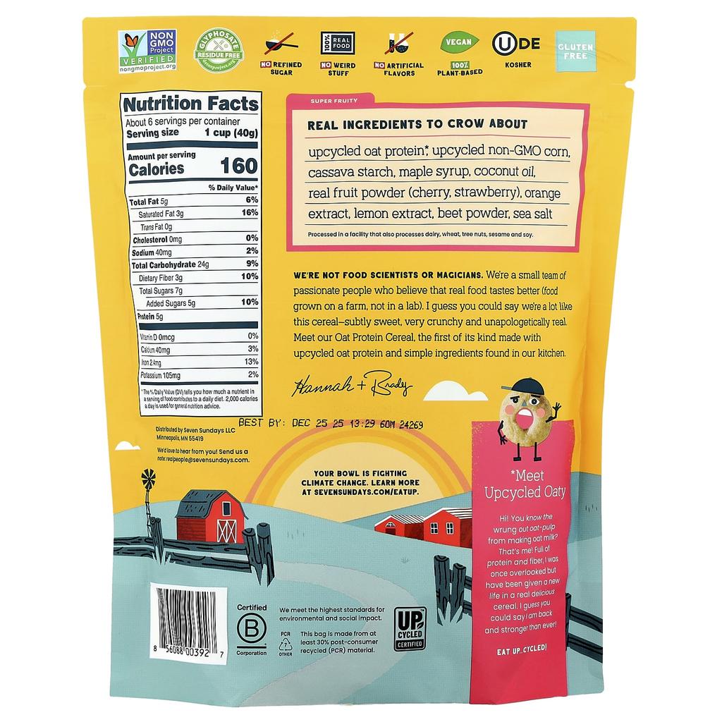Seven Sundays, Oat Protein Cereal, Super Fruity, 8 oz (227 g)