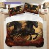 Set Copripiumino Trapuntato con Motivo a Cavalli Federa Decorazione per la Casa Regalo di Compleanno (1 * copripiumino + 2 * federa, senza nucleo)