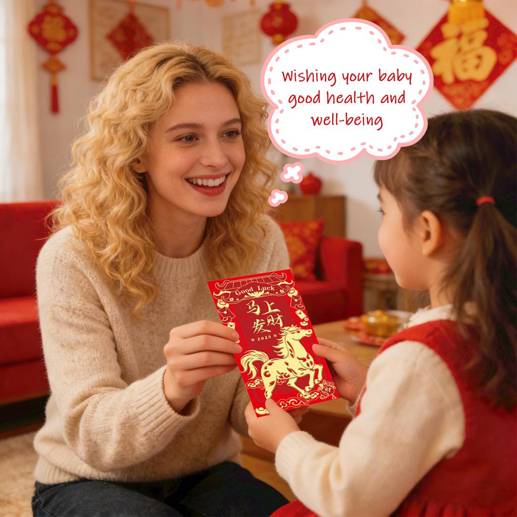 6 PCS Year Of Horse Red Envelope, Chinese New Year Red Envelope