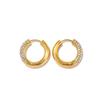 Ying Tai 18K Gold-Plated Stainless Steel Hoop Earrings with Diamonds - European & American Style