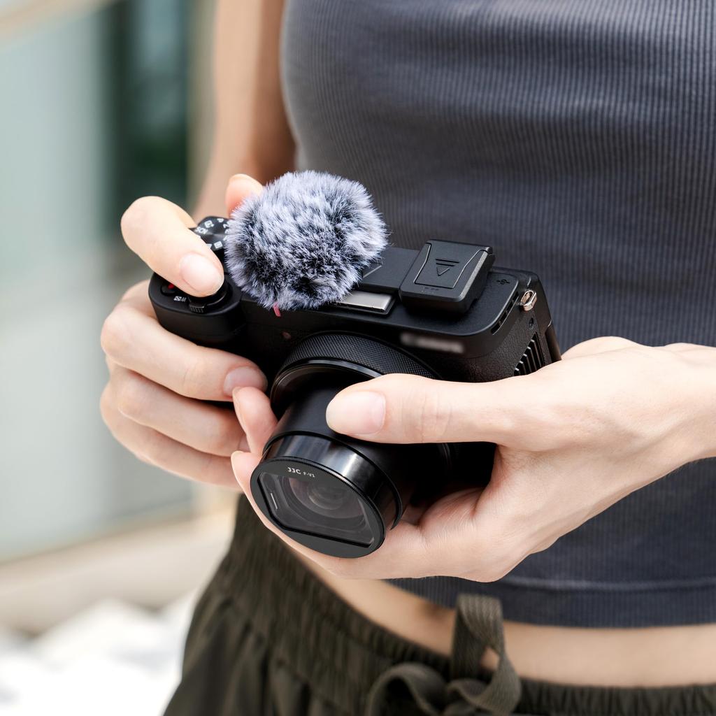 JJC Wind Muff for Canon PowerShot Cold Shoe Wind Muff with Hot Shoe Microphone Wind Cold Shoe and Hot Shoe Cap V1/PSV1, Cover, Muff, Mount,