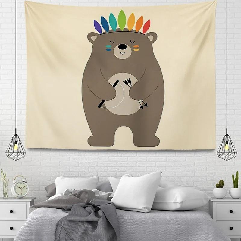 Cartoon Animals Simple Decorative Tapestry Home Wall Living Room Office Decorative Tapestry