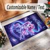 Alfombra de Suelo de Terciopelo de Cristal con Temática de Unicornio, Alfombra Cálida Personalizada con Nombre y Texto, Decoración del Hogar