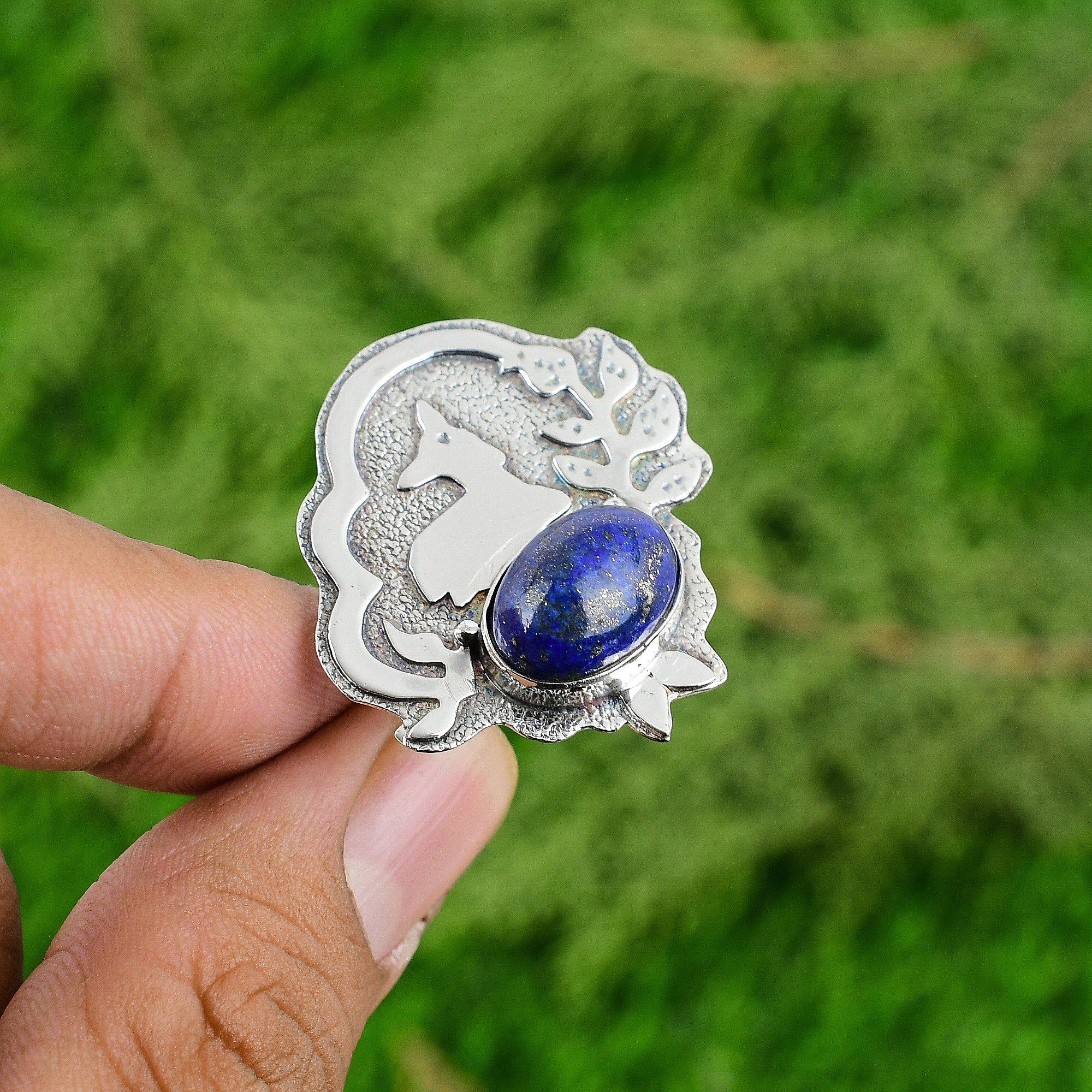 

Mothers day Deal Sterling Silver Natural Lapis Lazuli Statement New Ring Jewelry Adjustable