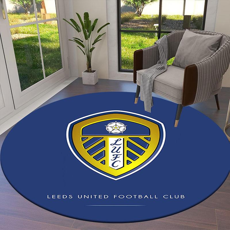 Leeds United Round Area Rug,Carpet Rug for Living Room Bedroom Sofa Playroom Decor,Non-slip Floor Mat