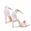 High Heel Sandals White One-liner Buckle Shoes Thin Heel Fish Mouth Roman Sandals White Pearl Sandals