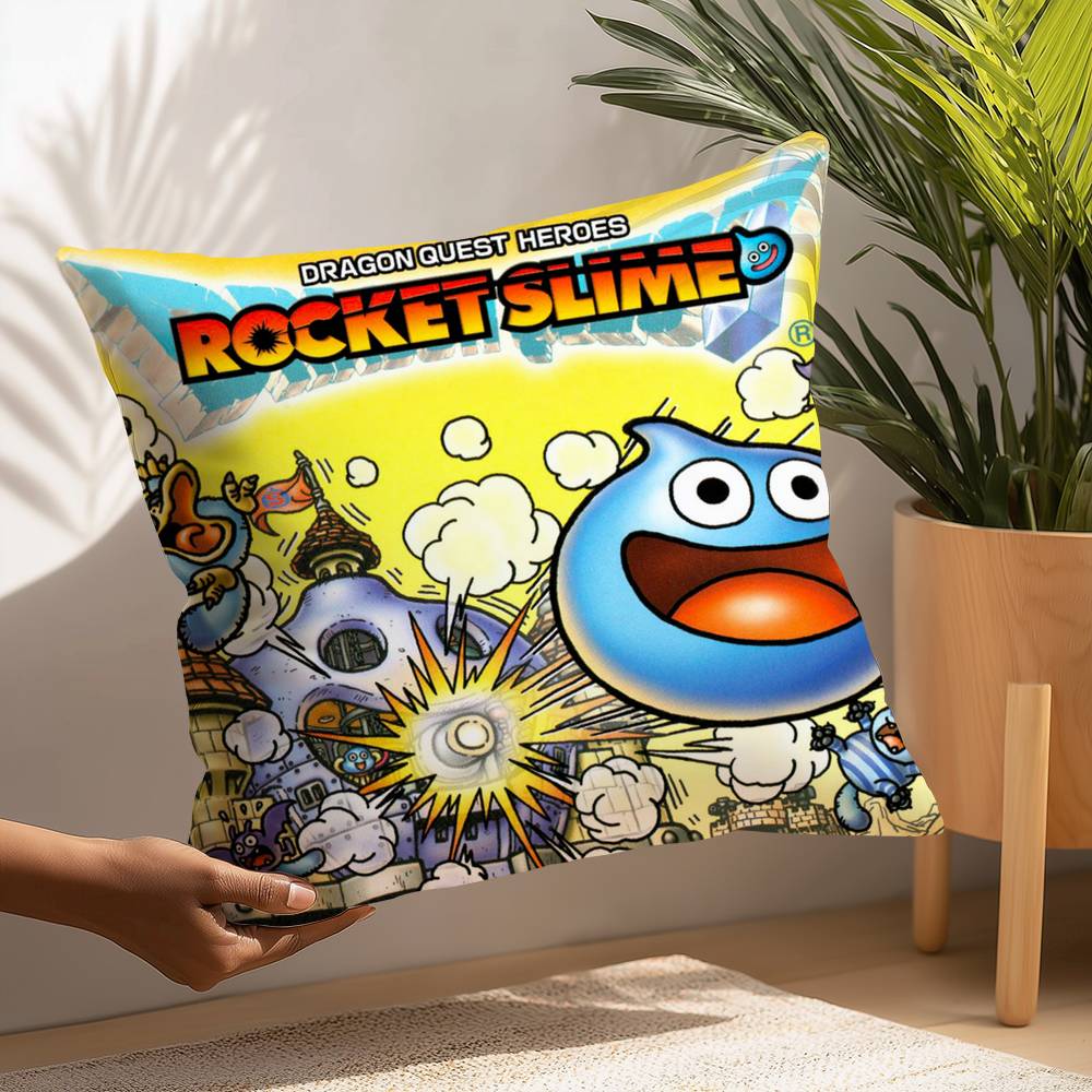 D-Dragon Quest Slime Pillow Case Plush Fabric Soft Pillowcase Double Sided Print Cushion Cover Household Gifts