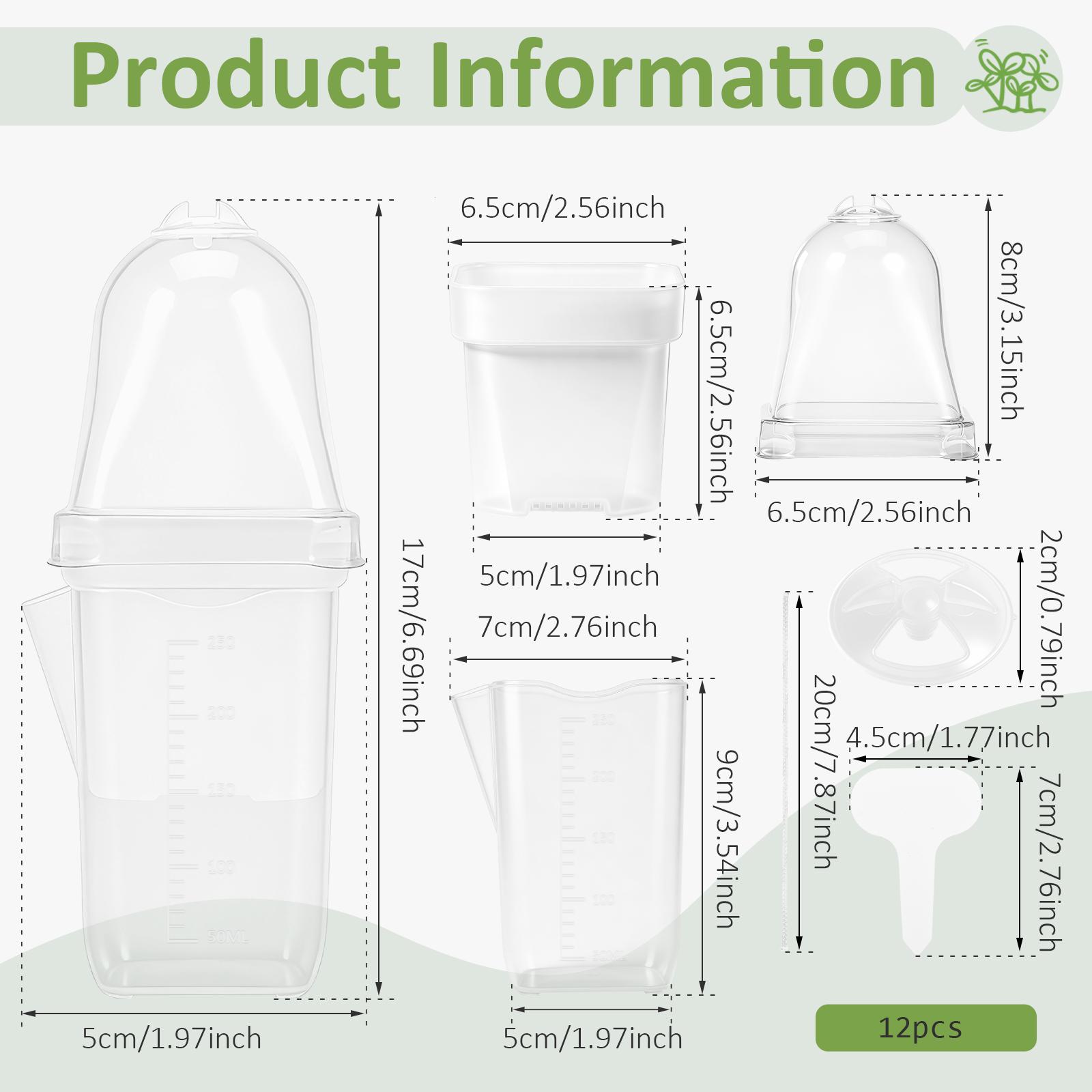 

12Pcs Self Watering Flower Pot 7 inch Plastic Clear Plant Nursery Pots with Humidity Dome Small Gardening Pot Garden Accessories