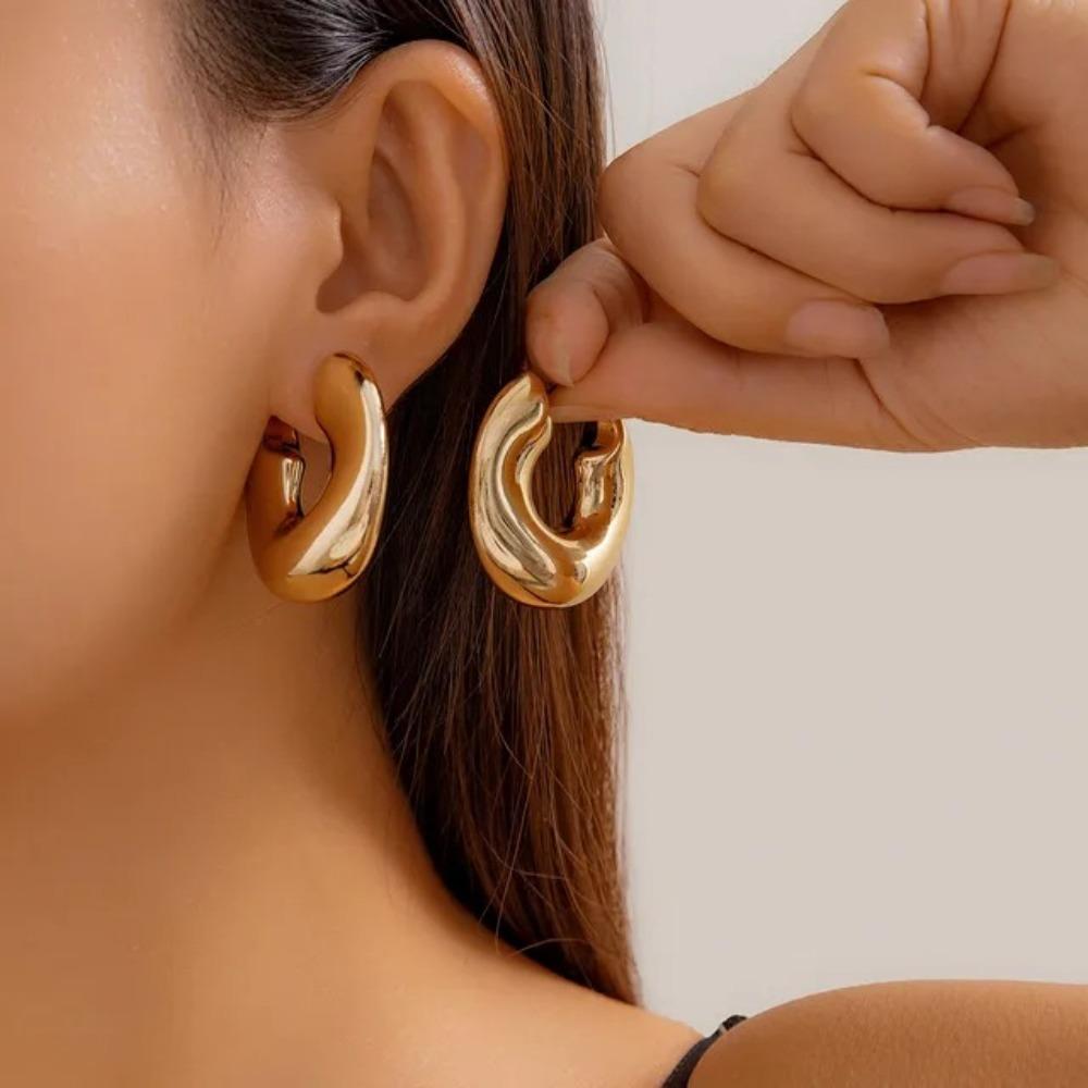 6pc Set Simple Personality Gold Color Irregular Geometry Water Drop C Shape Stud Earrings for Women Jewelry Sets Accessory Gifts