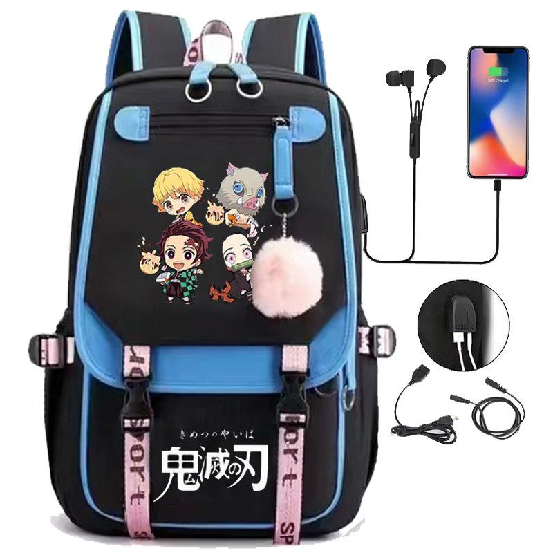 Sun Man Ghost Destroy Peripheral Backpack Large Capacity Teen Student School Bag USB Interface Computer Bag Travel Bag