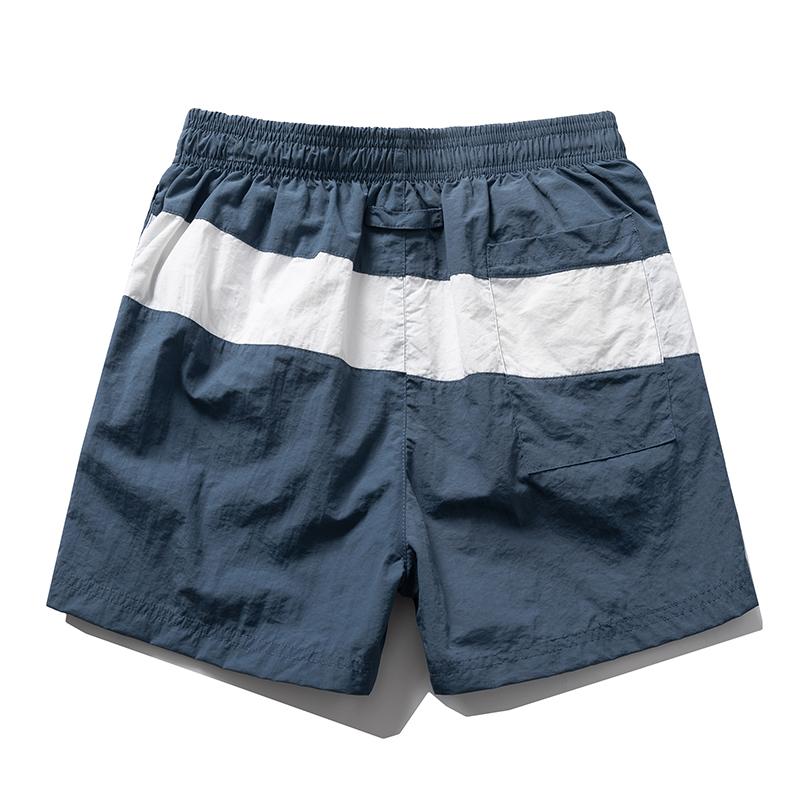 Men's Blue White Stripe Casual Shorts – Elastic Drawstring Waist Nylon Shorts for Summer Daily & Streetwear