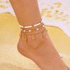 Stackable Anklet Beach Vacation Jewelry Multilayer Shell Bead Ankle Chain Handmade Comfortable Alloy Seaside Accessory