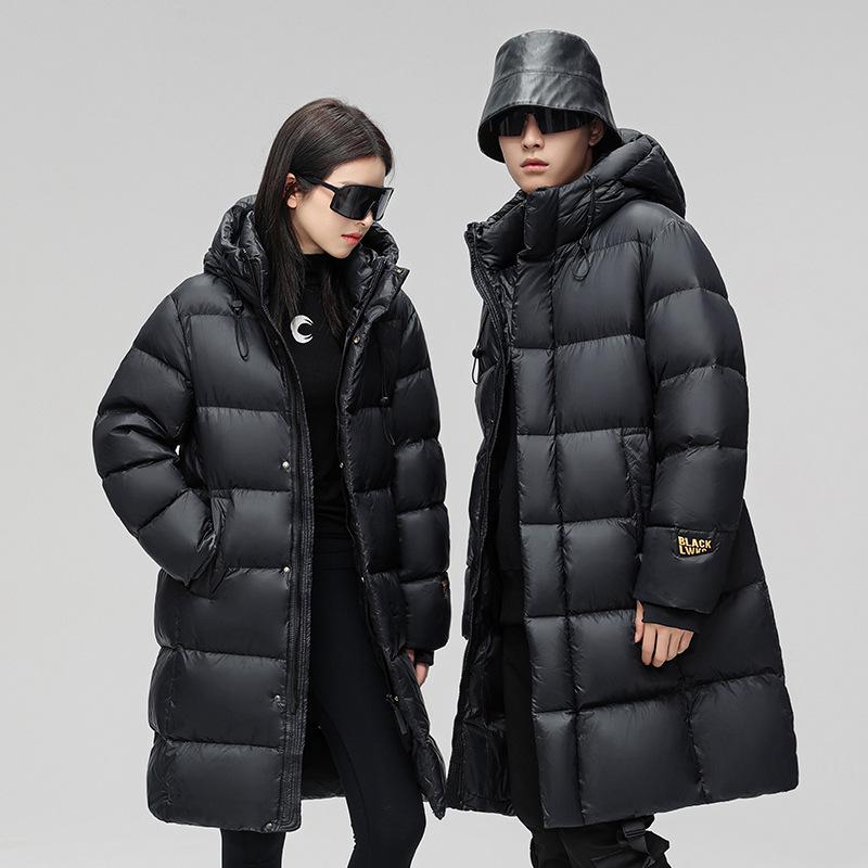 Men's and Women's Black Gold Thickened Down Jacket - Short Style for Autumn and Winter