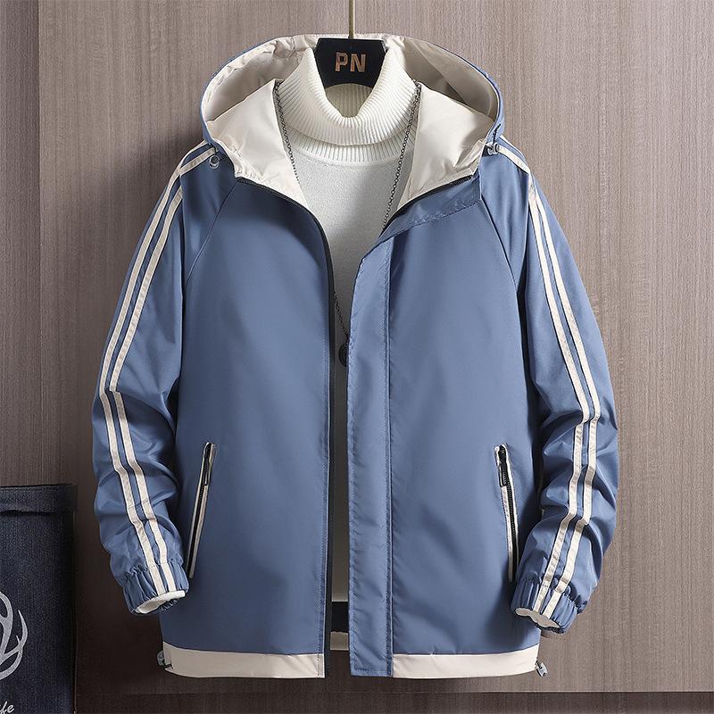 Casual Loose Color Matching Jacket Jacket Men's Trendy Men's Teen Jacket Spring and Autumn Thin Handsome Top