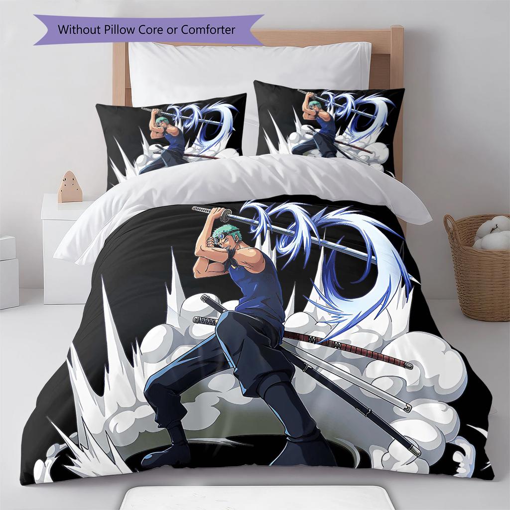 Set cu cuvertură și fețe de pernă cu model de desene animate Decorare casă Cadou de ziua de naștere (1 * husă de pilotă + 2 * fețe de pernă, fără miez)