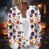Damen Halloween Print Langarm Strickjacke Knopfleiste Oberbekleidung