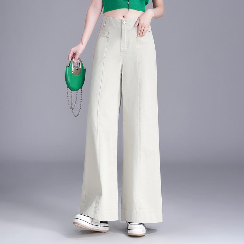 

Petite Women s 2026 Spring/Summer Cropped Wide-Leg Pants: Loose, Slimming, Comfortable, Straight-Leg Casual Wear 27/M (95-105 lbs)