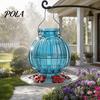 Glass Hummingbird Feeder Outdoor Feeder, Bird with Perch, Red Flower Backyard Feeding Ports, Hanging Nectar for Garden Yard Hummingbirds Balcony