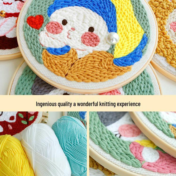 DIY Russian Punch Needle Kit: Handmade Beginner Cartoon Wool Painting