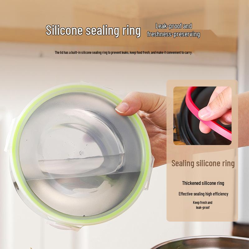 304 Edelstahl Aufbewahrungsschale für Lebensmittel - Lebensmittelqualität, Kühlschrankgeeignet, Versiegelter Behälter für Obst und Suppen