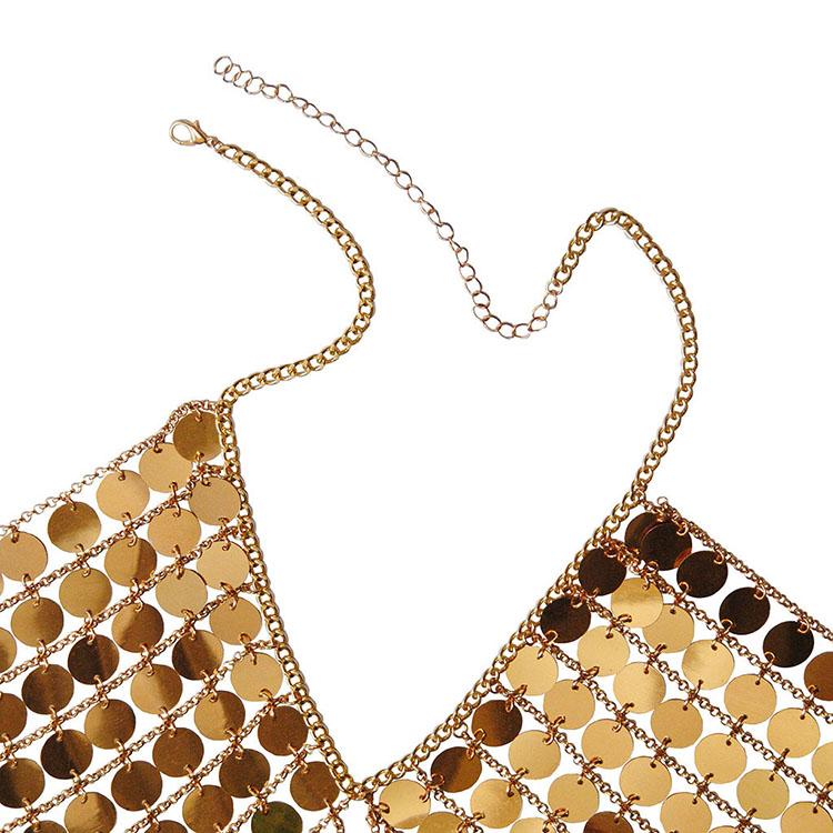 SC Moda Cadena de Sujetador con Lentejuelas Doradas Brillantes Cadena para la Cintura con Borlas Sexy para Club Nocturno Joyería Corporal Hueca para Mujeres