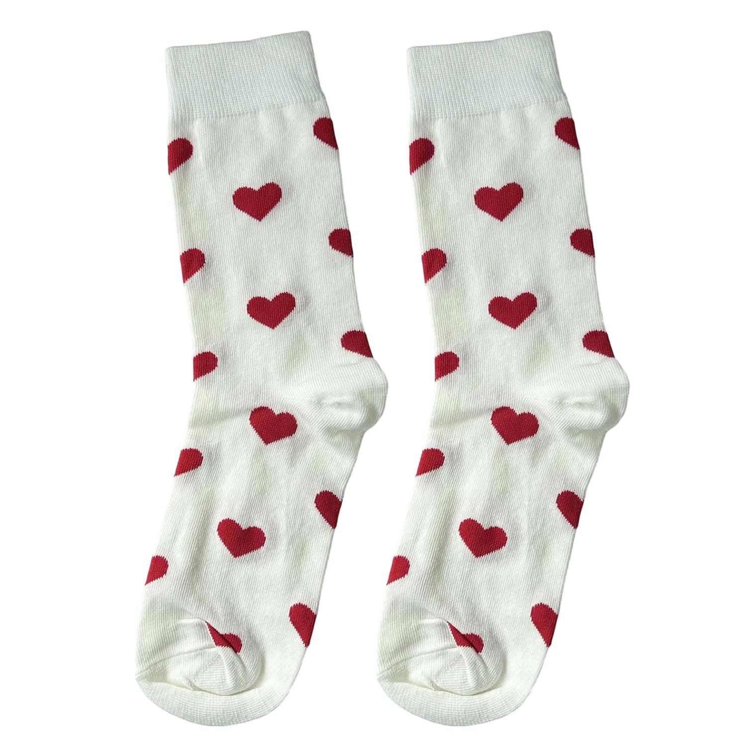 Unisex Mid-Calf Socks Heart Pattern Cotton Blend Socks Sports School Style for Spring/Autumn