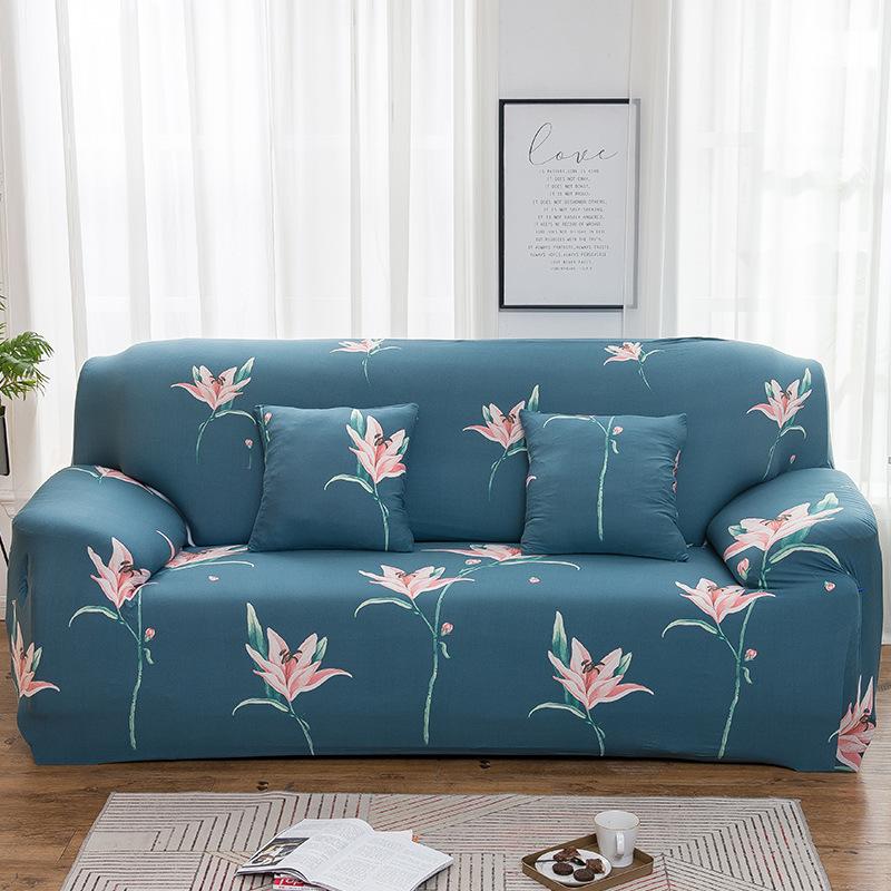 Stretch Milk Silk Printed Plants And Flowers Sofa Cover Stain Resistant Slipcover Breathable All-Season Full Wrap Slipcovers
