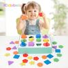 Toddlers Montessori 9&12 Holes Geometric Blocks Learning Toy Color Shape Cognition Puzzle Toy with Matching Box Kids Party Gift