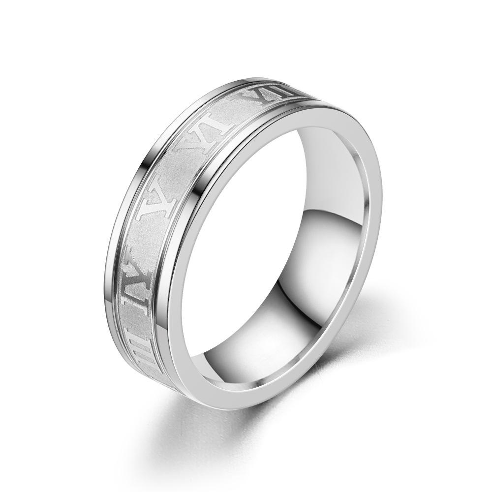 Punk Hip Hop Men's Titanium Steel Roman Numerals Ring - Colorfast and Trendy